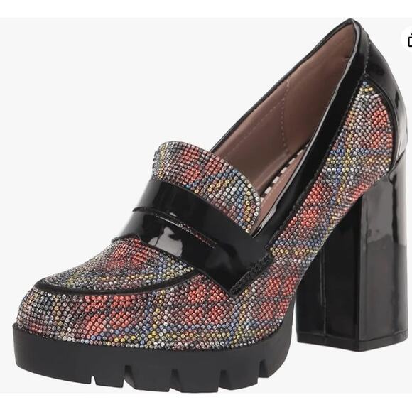 Betsey Johnson Shoes - Betsey Johnson Adison Rhinestone Faux Patent Leather Loafers 7